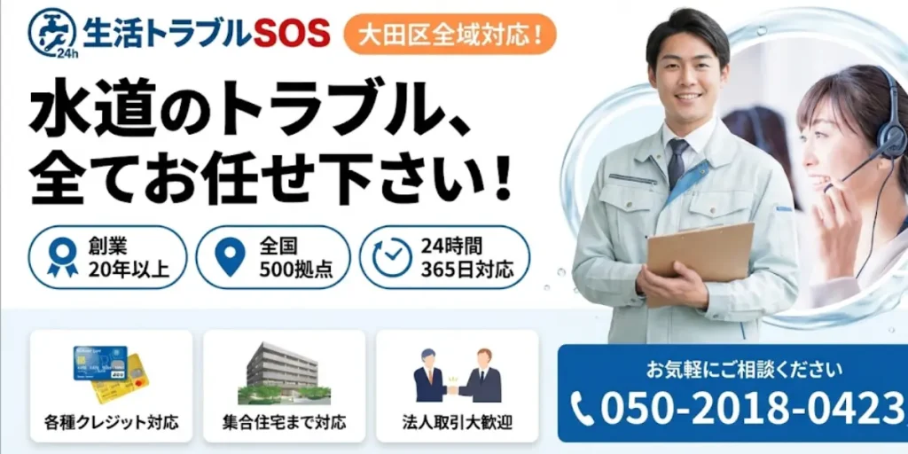 大田区全域対応|水道のトラブル全てお任せください|生活トラブルSOS