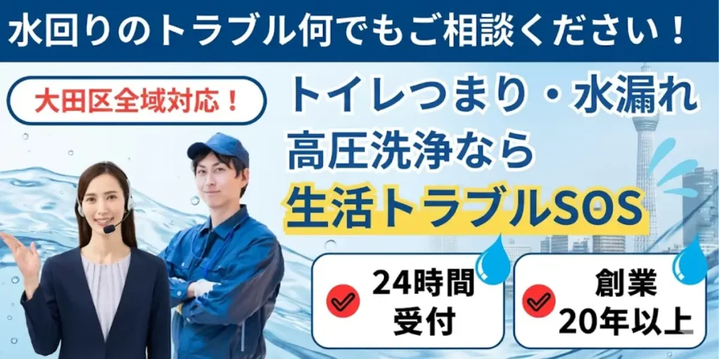 大田区|つまり・水漏れ・高圧洗浄なら24時間対応の生活トラブルSOS